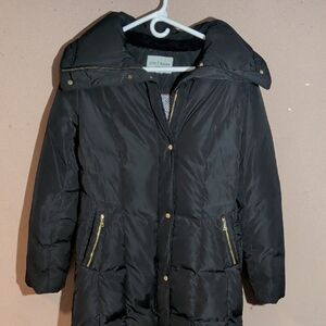 Cole Haan Women's Black Puffer Jacket with Gold Accents